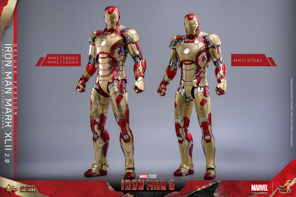 Iron Man 3 Movie Masterpiece Diecast Actionfigur 1/6 Iron Man Mark XLII (2.0) Deluxe 32 cm - Preorder - ETA: 25.11.2025