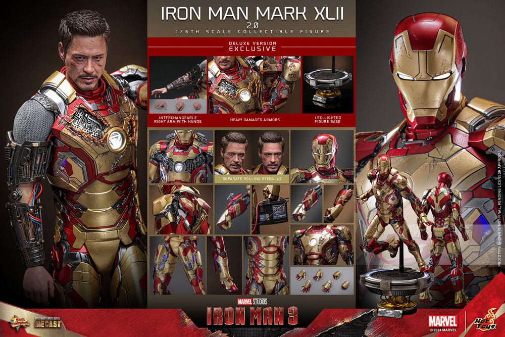 Iron Man 3 Movie Masterpiece Diecast Actionfigur 1/6 Iron Man Mark XLII (2.0) Deluxe 32 cm - Preorder - ETA: 25.11.2025
