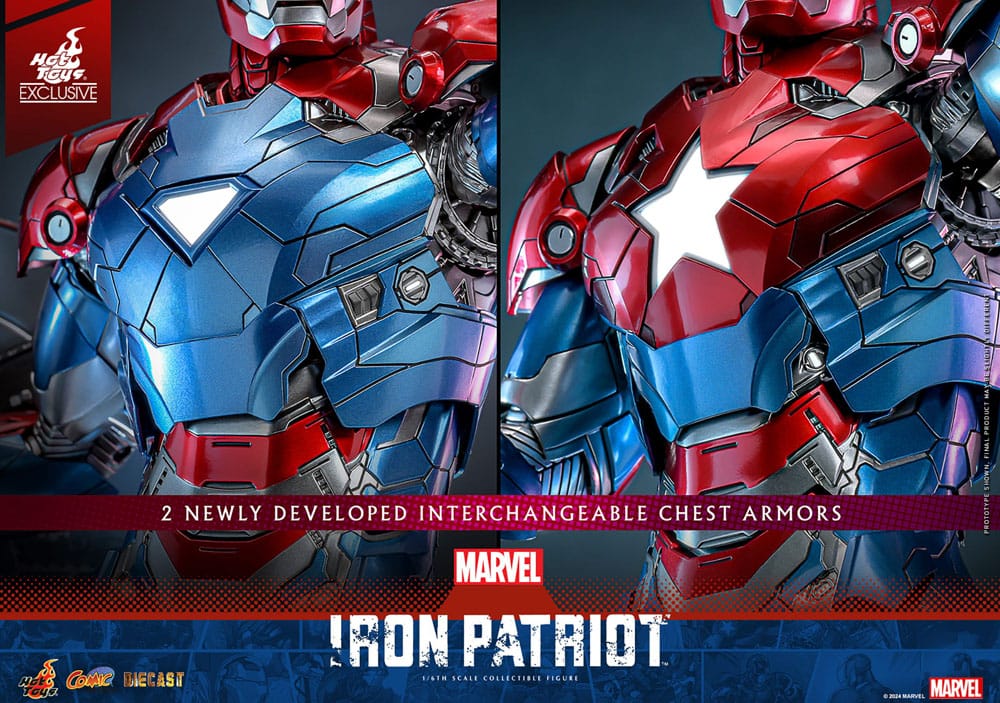 Marvel Comic Diecast Masterpiece Actionfigur 1/6 Iron Patriot Hot Toys Exclusive 32 cm - Versand: 5-7 Tage nach Bestellung