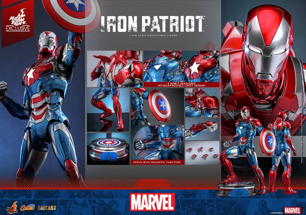Marvel Comic Diecast Masterpiece Actionfigur 1/6 Iron Patriot Hot Toys Exclusive 32 cm - Versand: 5-7 Tage nach Bestellung