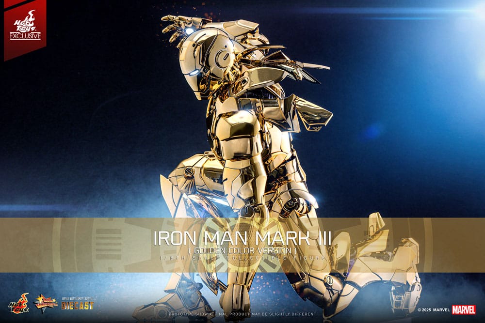 Iron Man Movie Masterpiece Diecast Actionfigur 1/6 Iron Man Mark III (Gold Color Version) Hot Toys Exclusive 33 cm - Versand: 5-7 Tage nach Bestellung