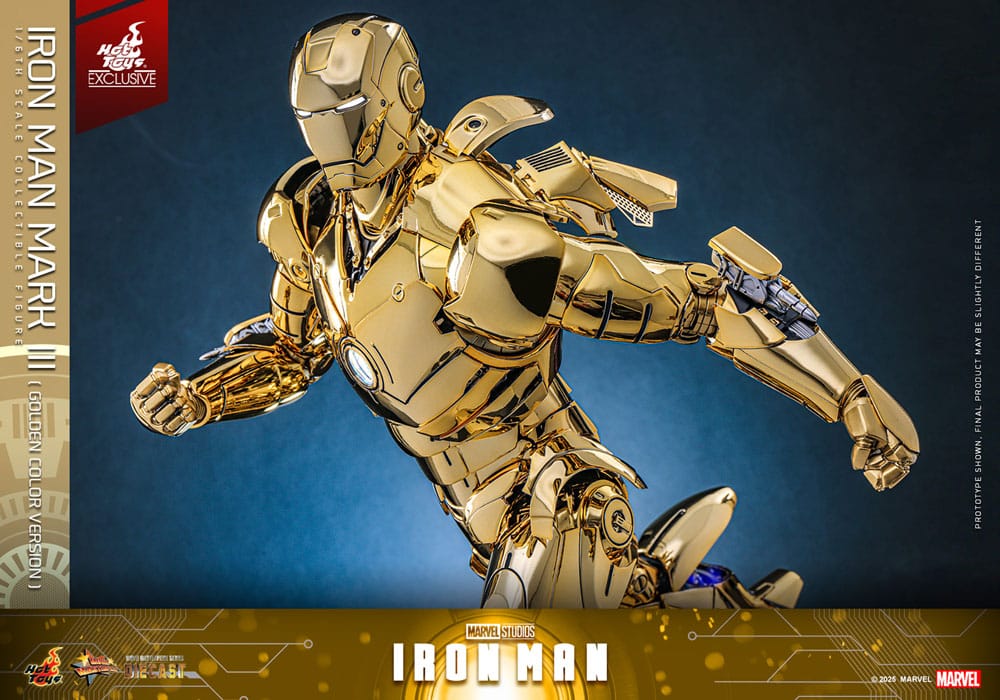 Iron Man Movie Masterpiece Diecast Actionfigur 1/6 Iron Man Mark III (Gold Color Version) Hot Toys Exclusive 33 cm - Versand: 5-7 Tage nach Bestellung
