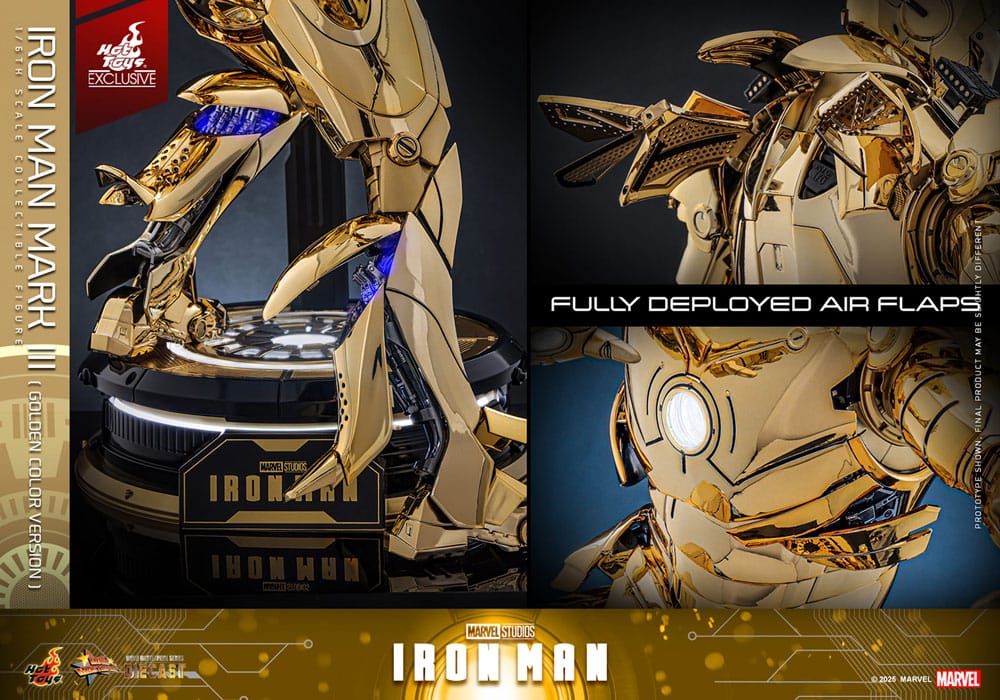 Iron Man Movie Masterpiece Diecast Actionfigur 1/6 Iron Man Mark III (Gold Color Version) Hot Toys Exclusive 33 cm - Versand: 5-7 Tage nach Bestellung