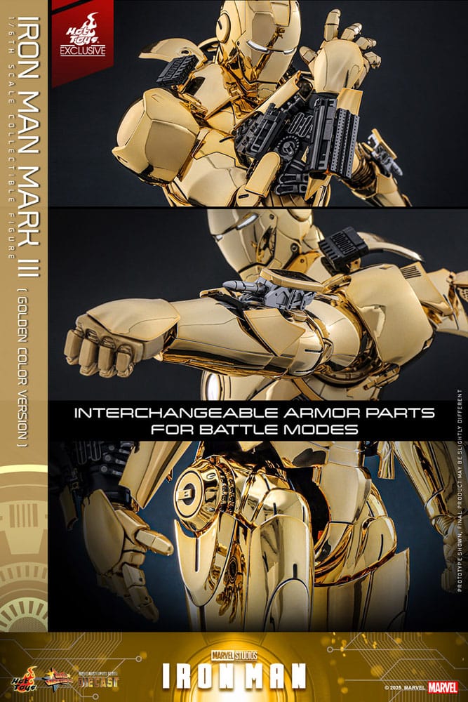 Iron Man Movie Masterpiece Diecast Actionfigur 1/6 Iron Man Mark III (Gold Color Version) Hot Toys Exclusive 33 cm - Versand: 5-7 Tage nach Bestellung
