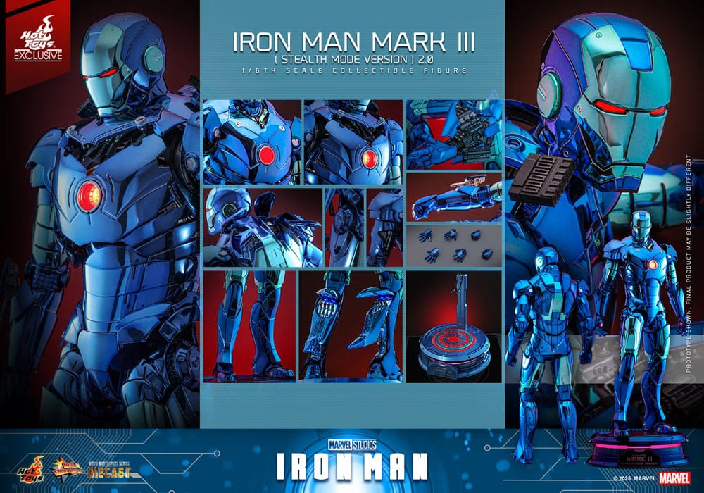 Iron Man Movie Masterpiece Diecast Actionfigur 1/6 Iron Man Mark III (Stealth Mode Ver.) 2.0 Hot Toys Exclusive 33 cm - Preorder - ETA: 18.11.2025