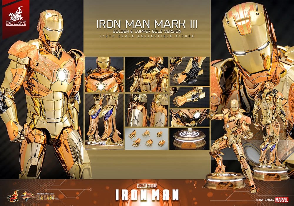 Iron Man Movie Masterpiece Diecast Actionfigur 1/6 Iron Man Mark III (Golden & Copper Gold Version) Hot Toys Exclusive 33 cm - Preorder - ETA: 22.11.2026