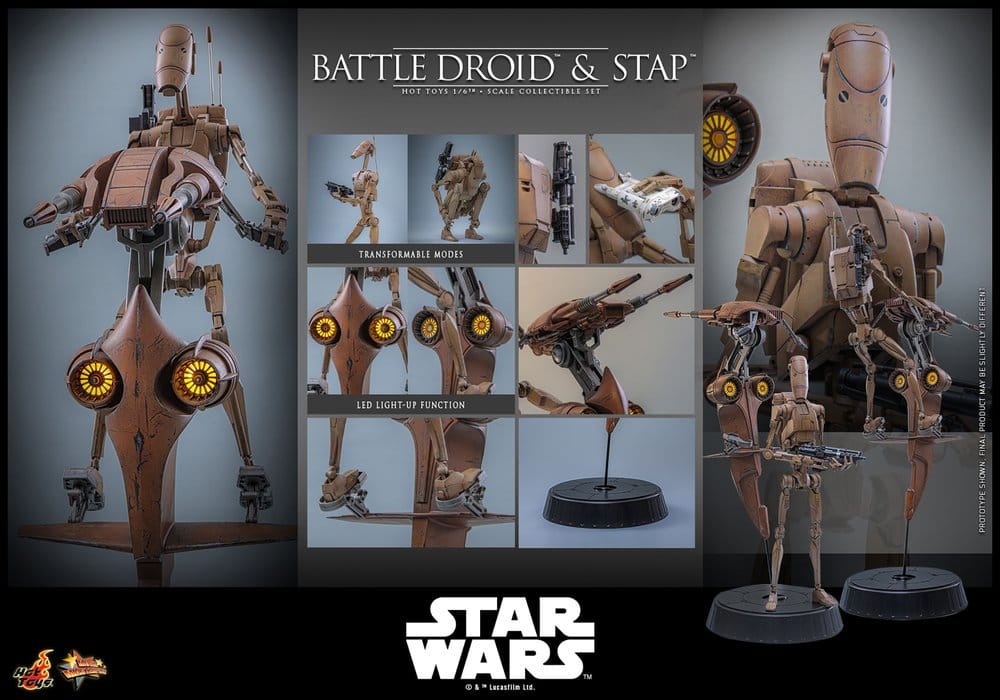 Star Wars: The Phantom Menace Movie Masterpiece Actionfiguren Set 1/6 Battle Droid & STAP 32 cm - Preorder - ETA: 25.08.2027