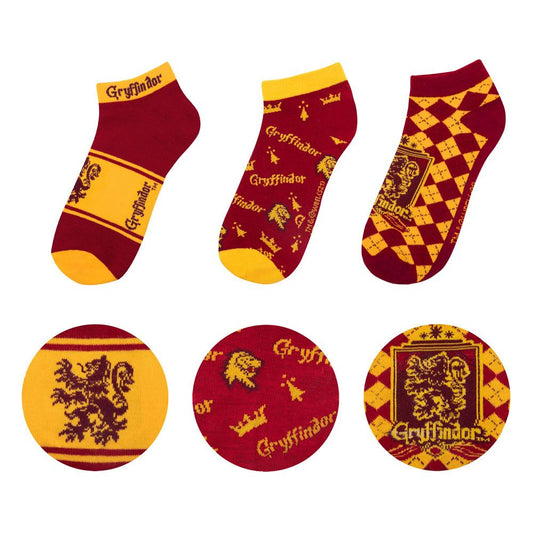 Harry Potter Knöchelsocken 3er-Pack Gryffindor - Versand: 5-7 Tage nach Bestellung