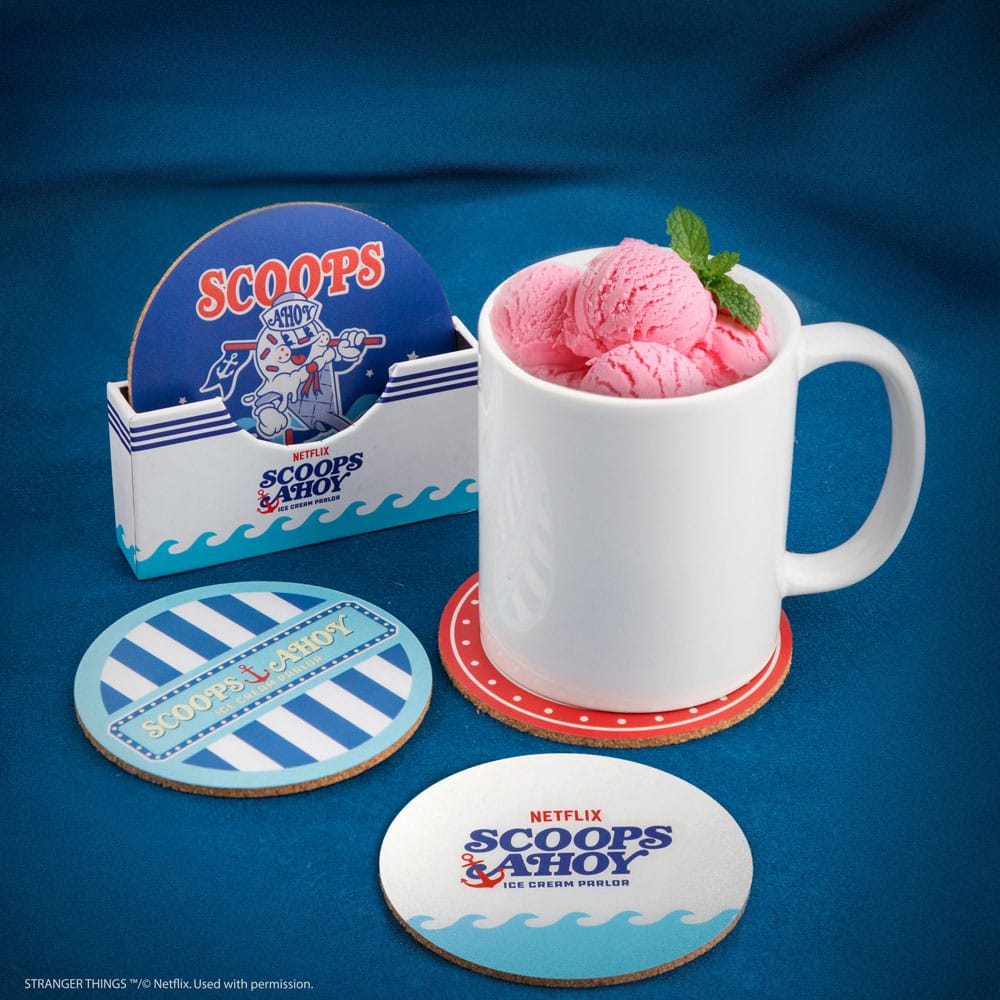 Stranger Things Untersetzer Scoops Ahoy 4er-Pack - Preorder - ETA: 27.10.2025