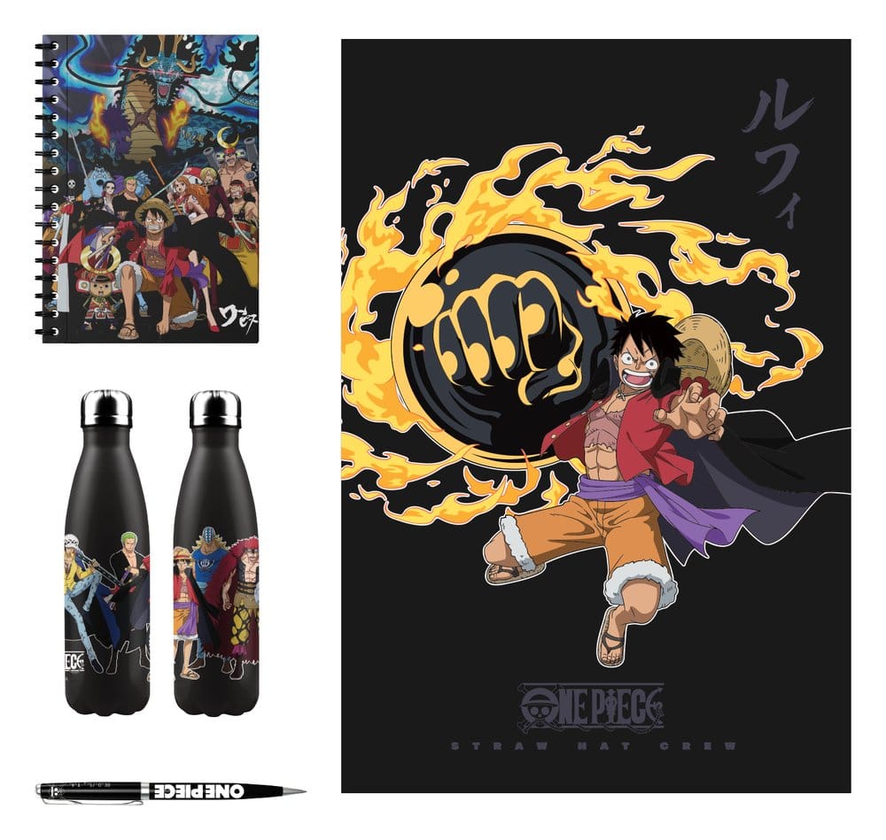 One Piece Aluminiumflasche, Notizbuch, Decke, Stift Geschenkset - Preorder - ETA: 26.10.2026