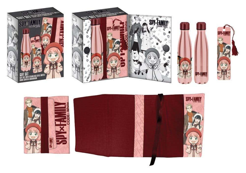 Spy x Family Stahlflasche, Sticker, Buchumschlag Geschenkset Rosa/Rot - Preorder - ETA: 26.10.2026