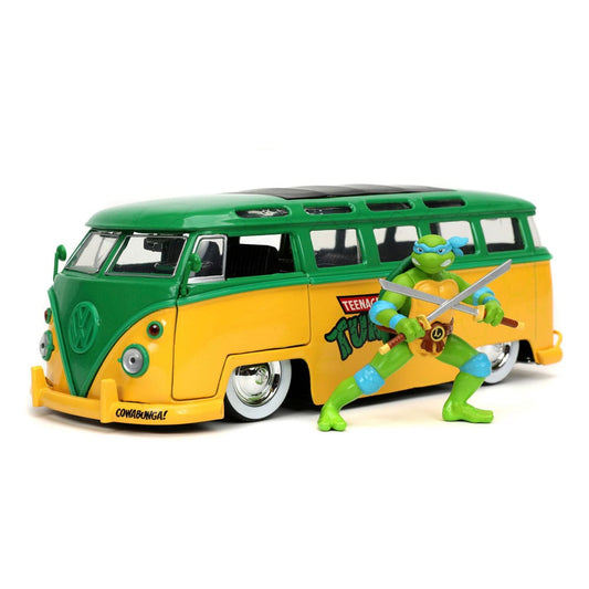 Teenage Mutant Ninja Turtles Diecast Modell 1/24 1962 VW Bus Leonardo - Versand: 5-7 Tage nach Bestellung