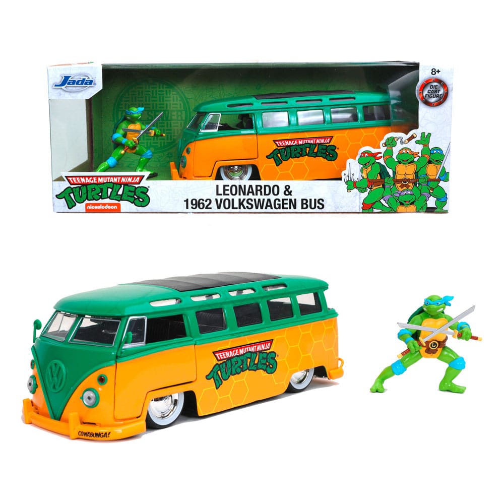 Teenage Mutant Ninja Turtles Diecast Modell 1/24 1962 VW Bus Leonardo - Versand: 5-7 Tage nach Bestellung