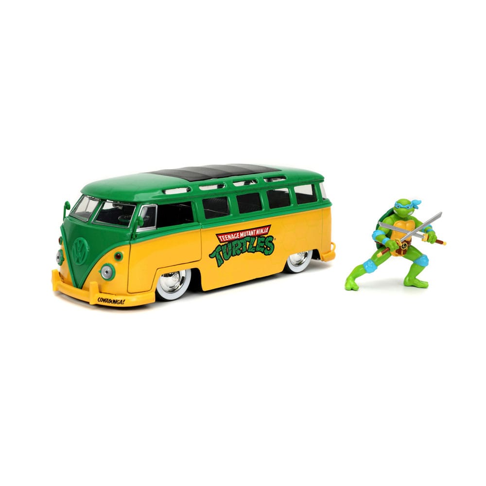 Teenage Mutant Ninja Turtles Diecast Modell 1/24 1962 VW Bus Leonardo - Versand: 5-7 Tage nach Bestellung