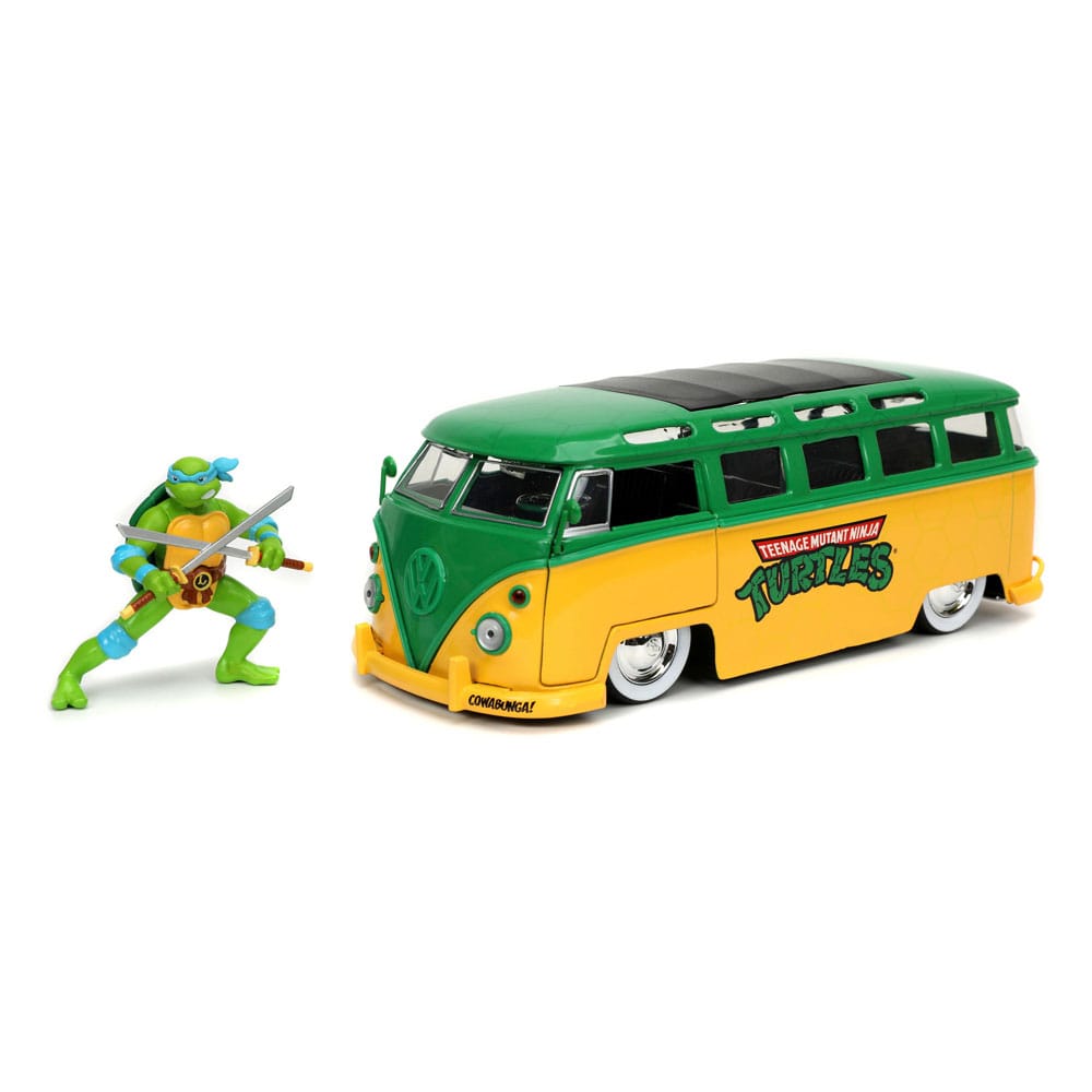Teenage Mutant Ninja Turtles Diecast Modell 1/24 1962 VW Bus Leonardo - Versand: 5-7 Tage nach Bestellung