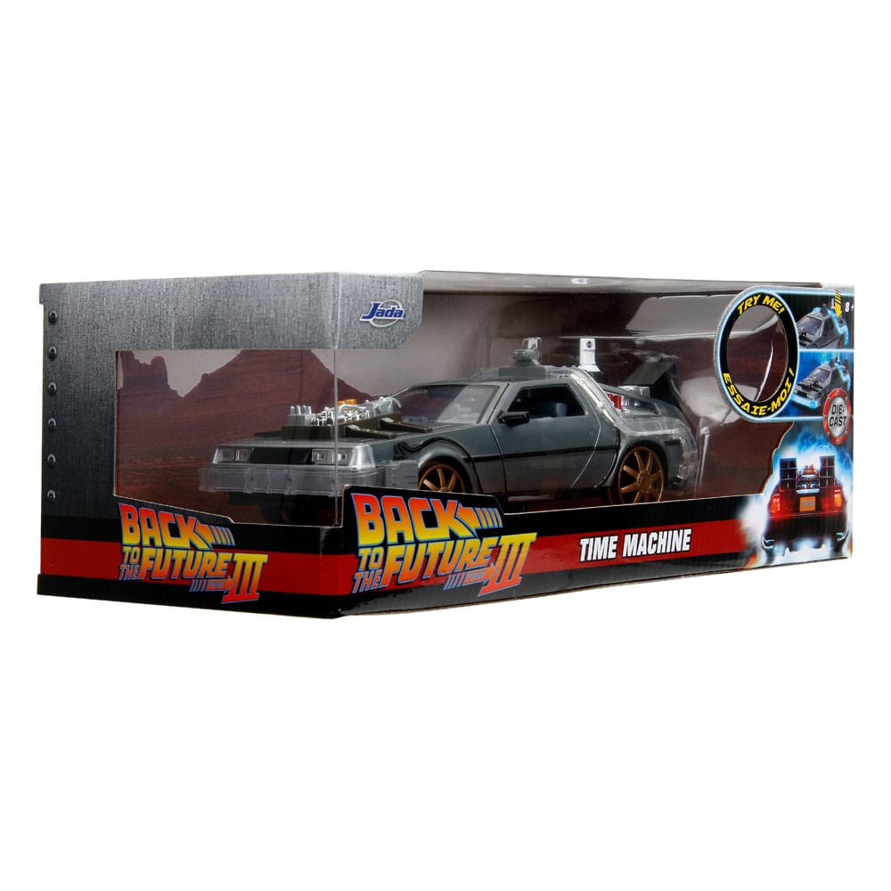 Zurück in die Zukunft III Hollywood Rides Diecast Modell 1/24 DeLorean Time Machine Railroad Wheels - Preorder - ETA: 22.11.2025