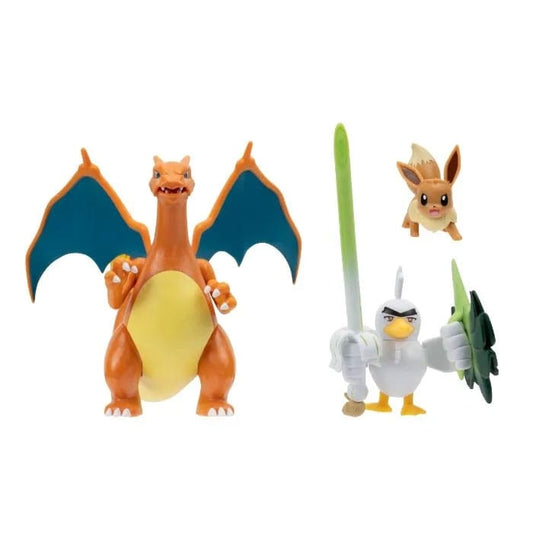 Pokémon Figuren 3er-Pack Evoli, Lauchzelot & Glurak - Versand: 5-7 Tage nach Bestellung