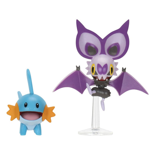 Pokémon Figuren 2er-Pack Mudkip & Noibat with Stand 8 cm  - Versand: 5-7 Tage nach Bestellung