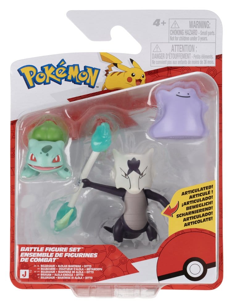 Pokémon Battle Figure Set Actionfiguren Bisasam, Ditto & Alola-Knogga (3er-Pack) - Preorder - ETA: 25.01.2027