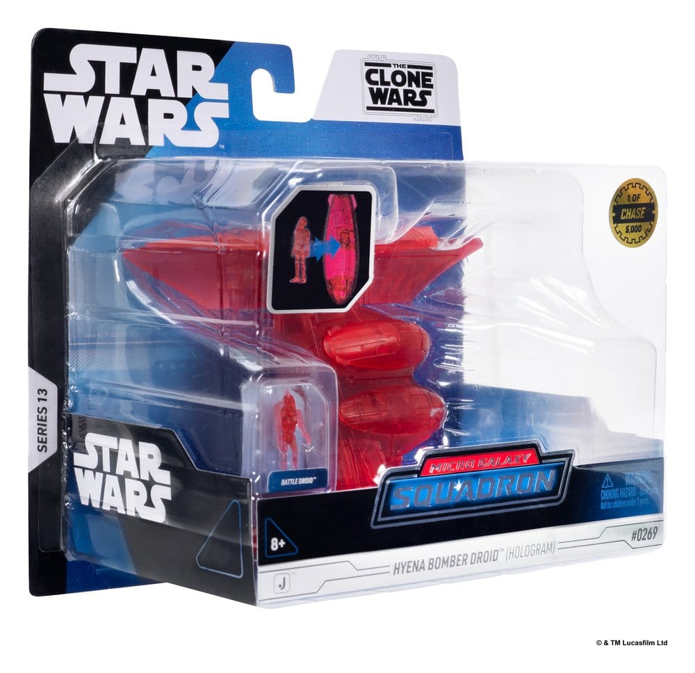 Star Wars Mittelgroßes Fahrzeug & Figuren Set Hyänen-Bomber (Rotes Hologramm) & Kampfdroide (Chase) - Preorder - ETA: 25.11.2026