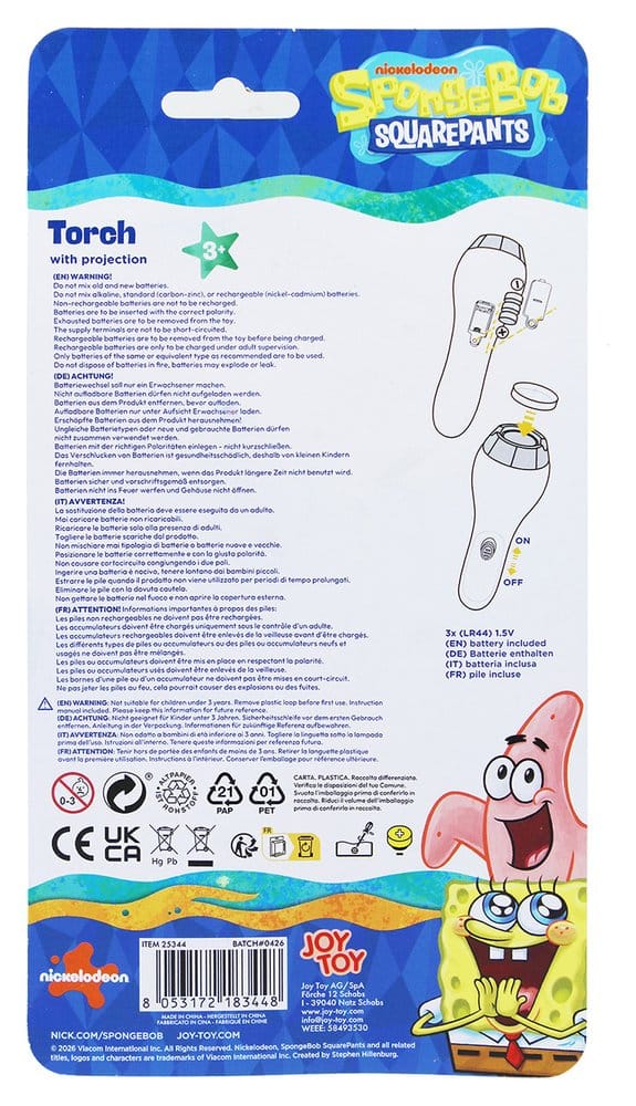 Spongebob Projektions-Taschenlampe mit 4 Motiven - Preorder - ETA: 25.09.2026