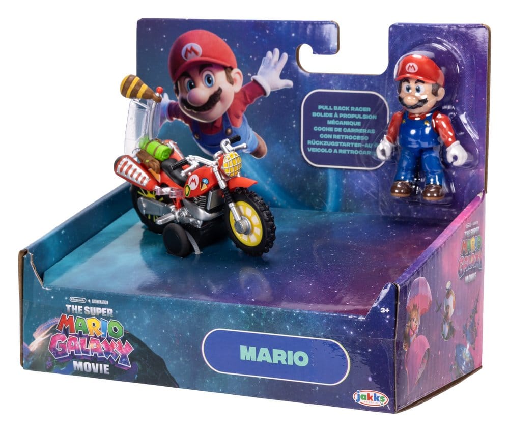 Der Super Mario Galaxy Film Actionfigur mit Rückziehmotorrad Mario 6 cm - Versand: 7 Tage nach Bestellung