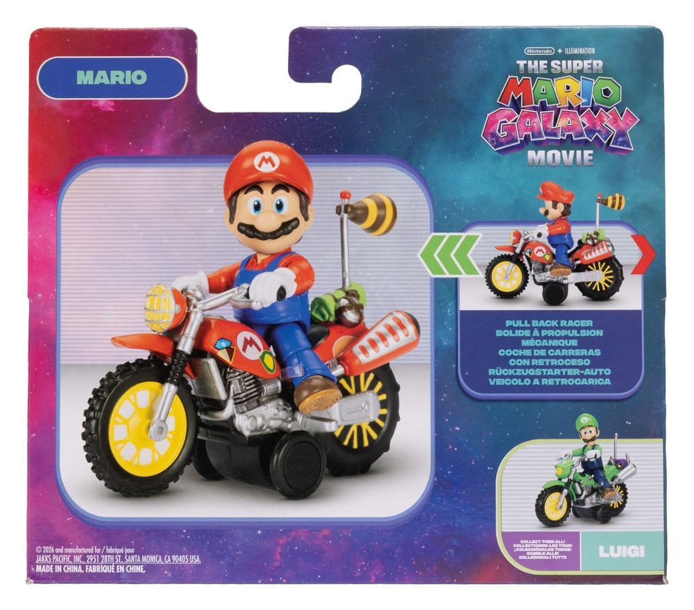 Der Super Mario Galaxy Film Actionfigur mit Rückziehmotorrad Mario 6 cm - Versand: 7 Tage nach Bestellung