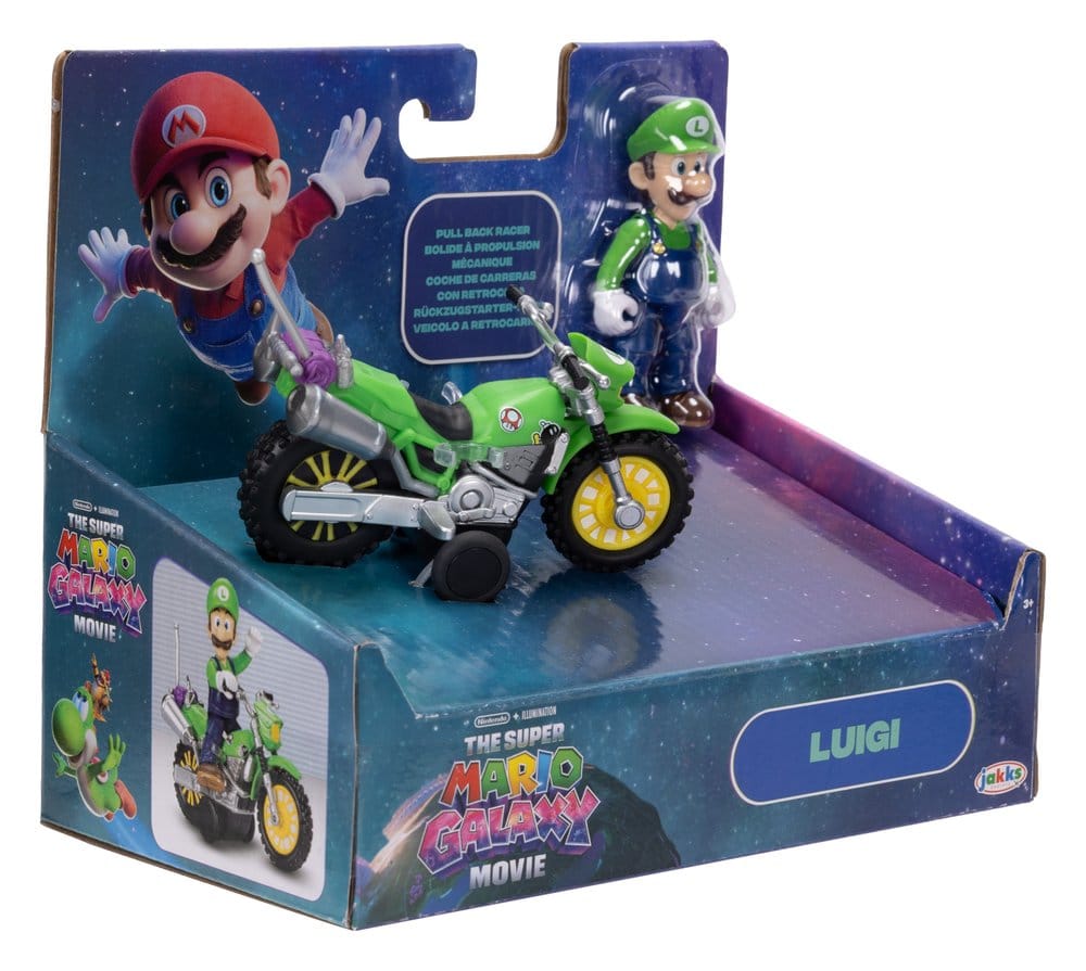 Der Super Mario Galaxy Film Actionfigur mit Rückziehmotorrad Luigi 6 cm - Versand: 7 Tage nach Bestellung