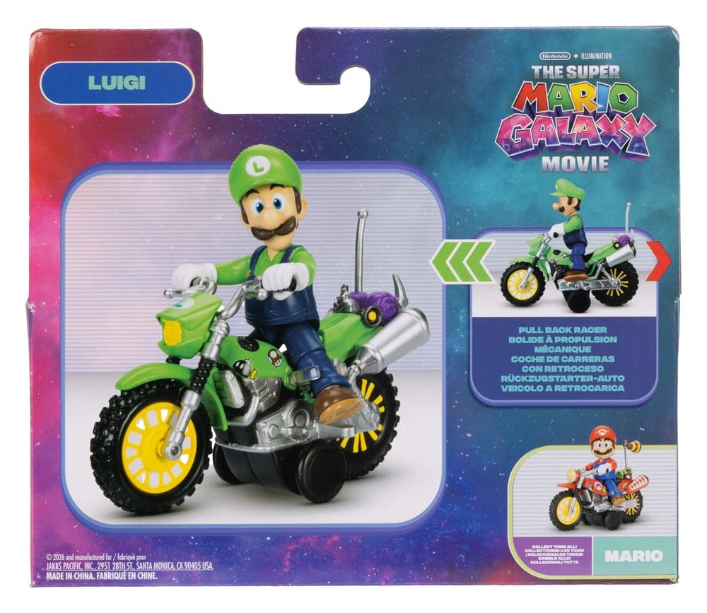 Der Super Mario Galaxy Film Actionfigur mit Rückziehmotorrad Luigi 6 cm - Versand: 7 Tage nach Bestellung