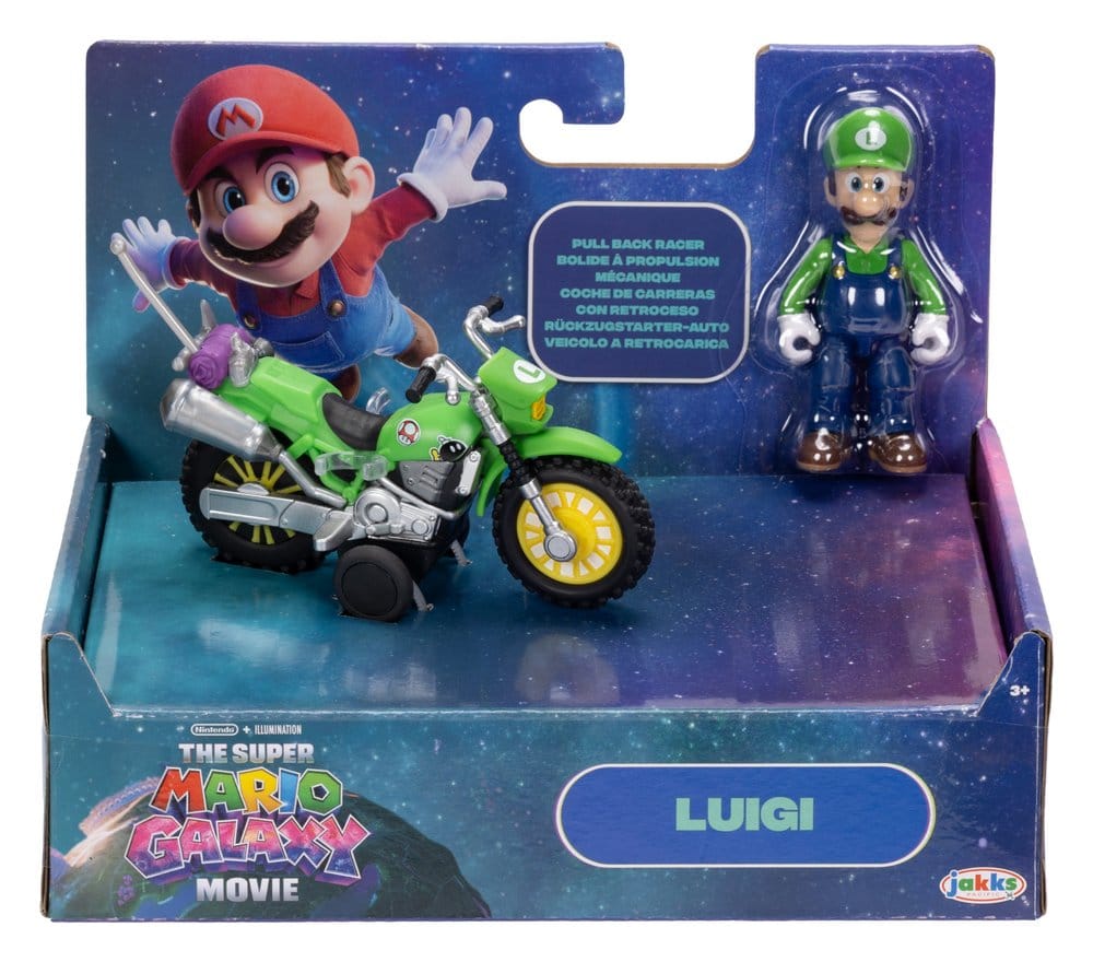 Der Super Mario Galaxy Film Actionfigur mit Rückziehmotorrad Luigi 6 cm - Versand: 7 Tage nach Bestellung