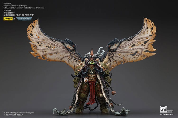 Warhammer 40k Actionfigur 1/18 Mortarion Daemon Primarch of Nurgle with Ancient weapons The Lantern and Silence 21 cm - Preorder - ETA: 18.11.2025
