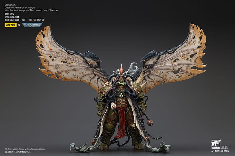 Warhammer 40k Actionfigur 1/18 Mortarion Daemon Primarch of Nurgle with Ancient weapons The Lantern and Silence 21 cm - Preorder - ETA: 18.11.2025