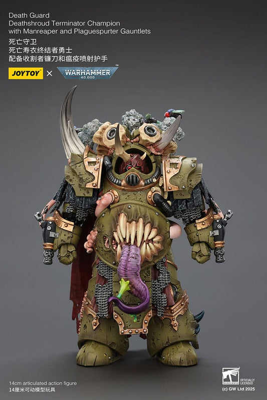 Warhammer 40k Actionfigur 1/18 Death Guard Deathshroud Terminator Championwith Manreaper and Plaguespurter Gauntlets 14 cm  - Preorder - ETA: 19.03.2026