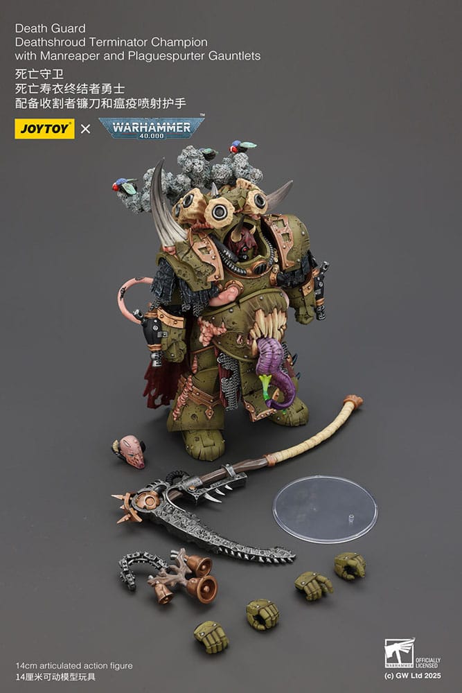 Warhammer 40k Actionfigur 1/18 Death Guard Deathshroud Terminator Championwith Manreaper and Plaguespurter Gauntlets 14 cm  - Preorder - ETA: 19.03.2026