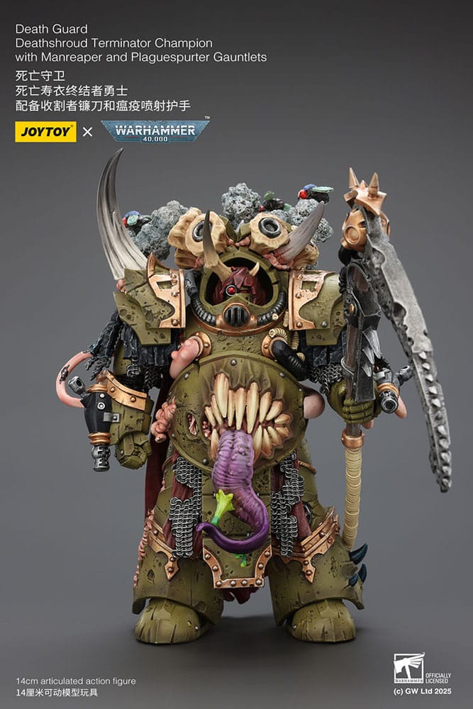 Warhammer 40k Actionfigur 1/18 Death Guard Deathshroud Terminator Championwith Manreaper and Plaguespurter Gauntlets 14 cm  - Preorder - ETA: 19.03.2026