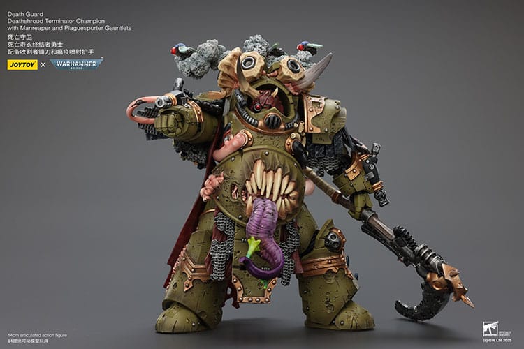 Warhammer 40k Actionfigur 1/18 Death Guard Deathshroud Terminator Championwith Manreaper and Plaguespurter Gauntlets 14 cm  - Preorder - ETA: 19.03.2026