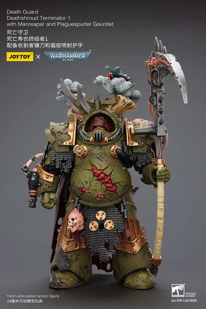 Warhammer 40k Actionfigur 1/18 Death Guard Deathshroud Terminator 1 with Manreaper and Plaguespurter Gauntlet 14 cm  - Preorder - ETA: 19.03.2026