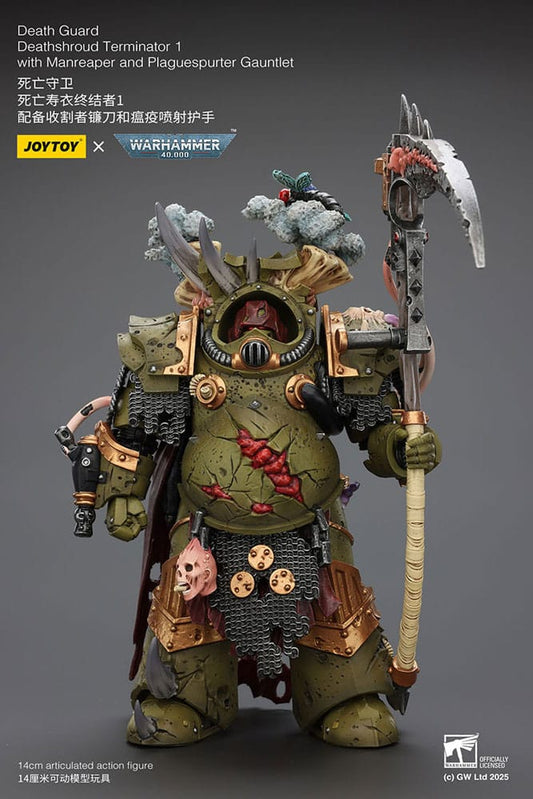 Warhammer 40k Actionfigur 1/18 Death Guard Deathshroud Terminator 1 with Manreaper and Plaguespurter Gauntlet 14 cm  - Preorder - ETA: 19.03.2026