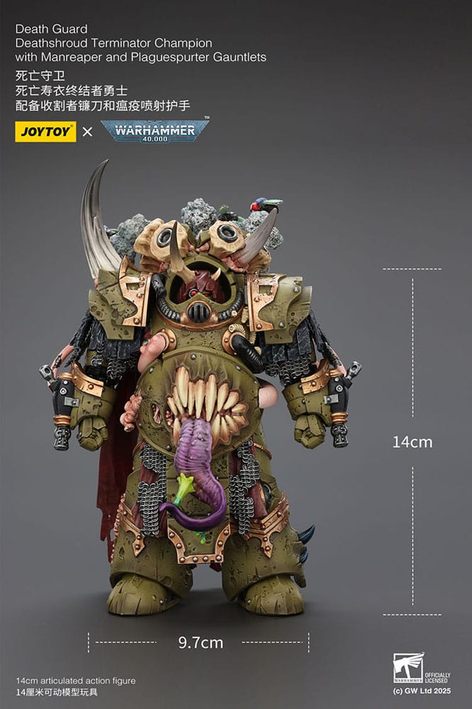 Warhammer 40k Actionfigur 1/18 Death Guard Deathshroud Terminator 1 with Manreaper and Plaguespurter Gauntlet 14 cm  - Preorder - ETA: 19.03.2026