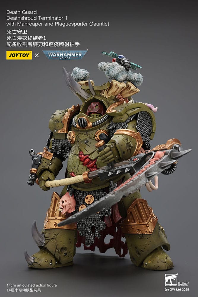 Warhammer 40k Actionfigur 1/18 Death Guard Deathshroud Terminator 1 with Manreaper and Plaguespurter Gauntlet 14 cm  - Preorder - ETA: 19.03.2026