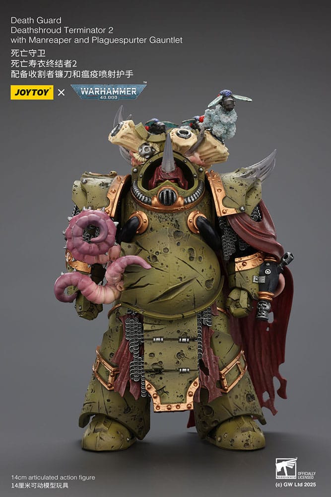 Warhammer 40k Actionfigur 1/18 Death Guard Deathshroud Terminator 2 with Manreaper and Plaguespurter Gauntlet 14 cm  - Preorder - ETA: 19.03.2026