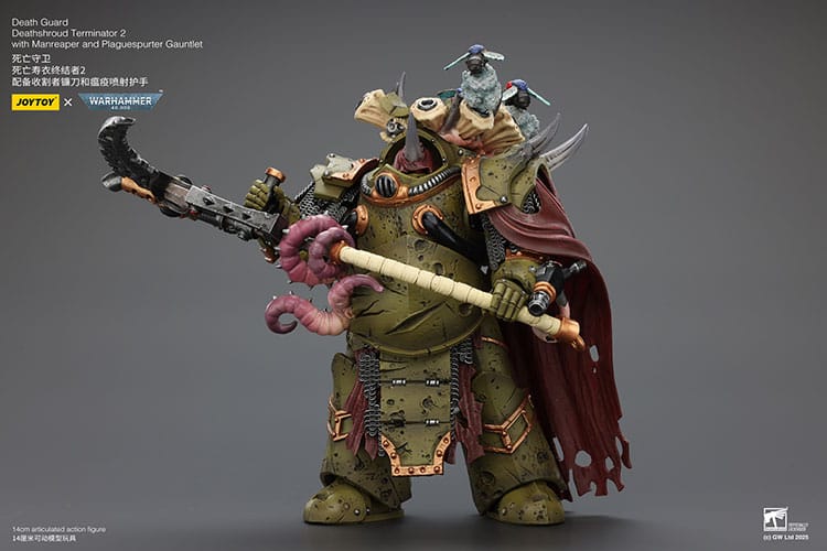 Warhammer 40k Actionfigur 1/18 Death Guard Deathshroud Terminator 2 with Manreaper and Plaguespurter Gauntlet 14 cm  - Preorder - ETA: 19.03.2026