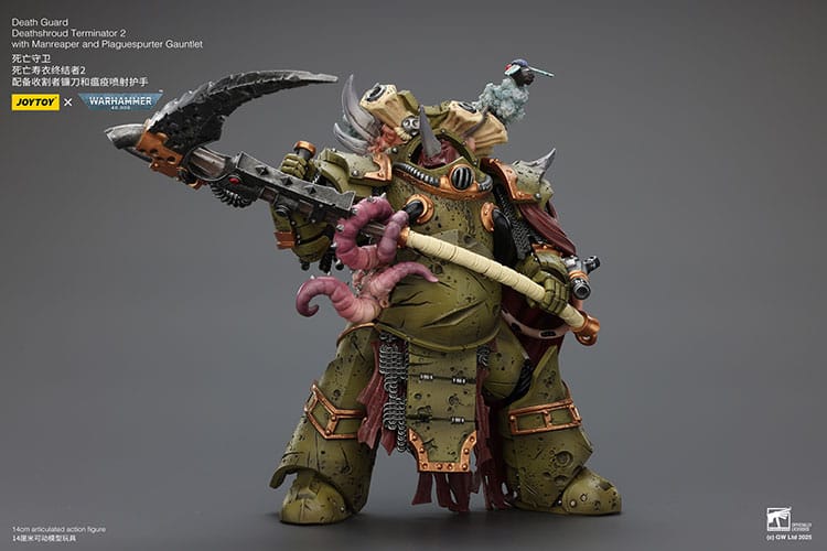 Warhammer 40k Actionfigur 1/18 Death Guard Deathshroud Terminator 2 with Manreaper and Plaguespurter Gauntlet 14 cm  - Preorder - ETA: 19.03.2026