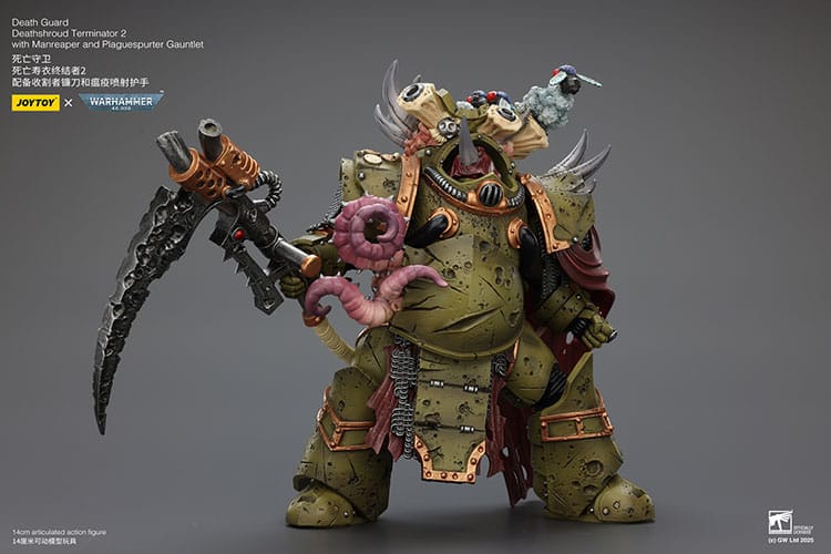 Warhammer 40k Actionfigur 1/18 Death Guard Deathshroud Terminator 2 with Manreaper and Plaguespurter Gauntlet 14 cm  - Preorder - ETA: 19.03.2026