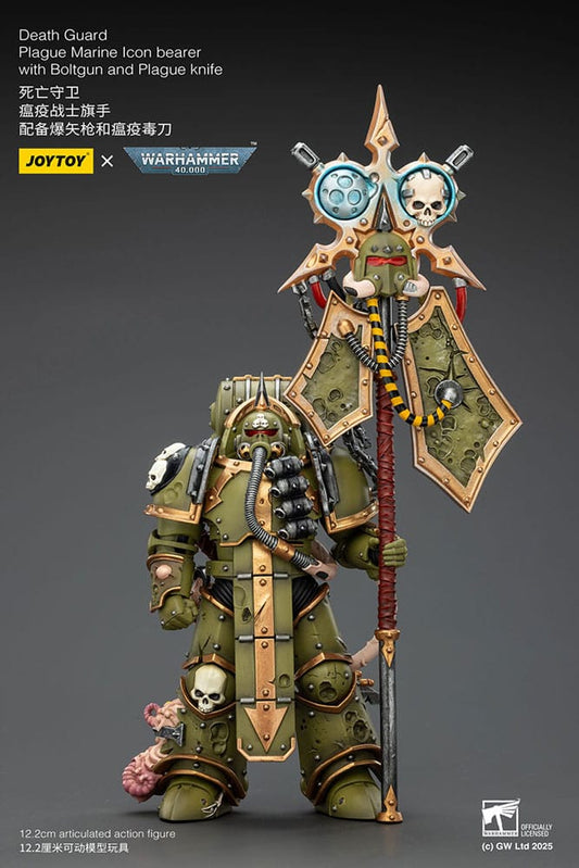 Warhammer 40,000 Actionfigur Death Guard Plague Marine Icon bearer with Boltgun and Plague knife 12 cm - Preorder - ETA: 25.05.2026