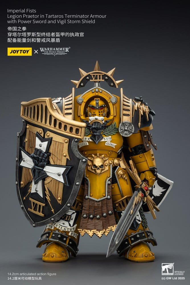 Warhammer Imperial Fists Actionfigur Legion Praetor in Tartaros Terminator Armourwith Power Sword and Vigil Storm Shield 14 cm - Preorder - ETA: 16.07.2026