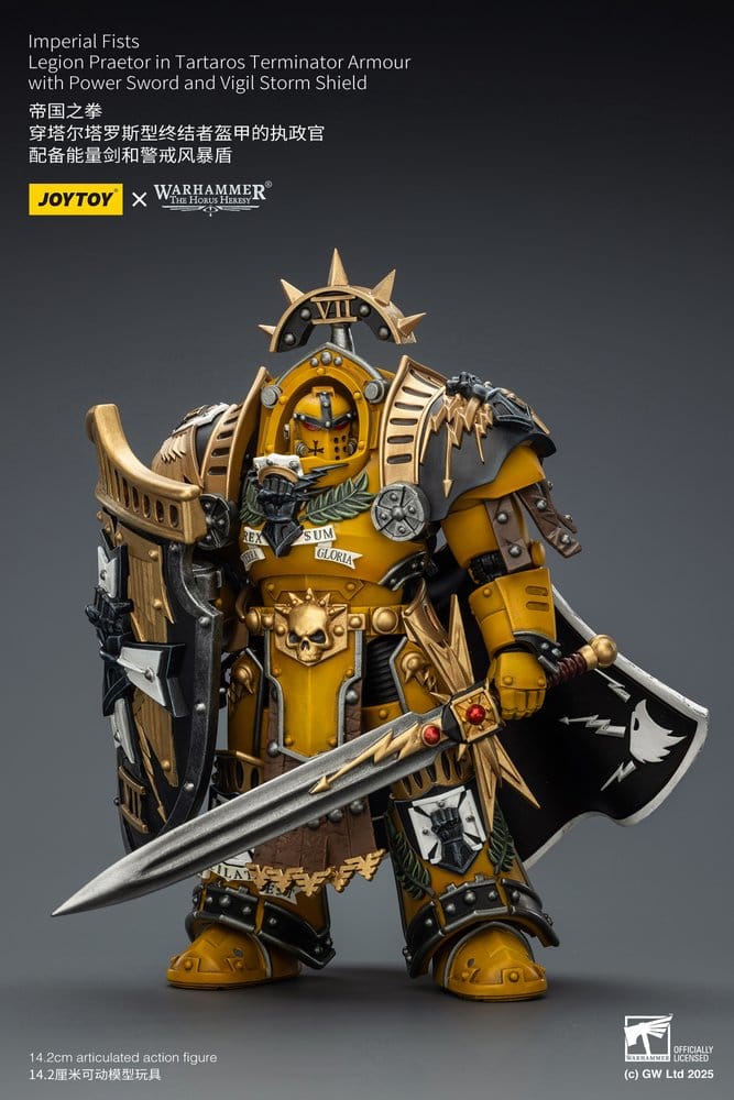 Warhammer Imperial Fists Actionfigur Legion Praetor in Tartaros Terminator Armourwith Power Sword and Vigil Storm Shield 14 cm - Preorder - ETA: 16.07.2026