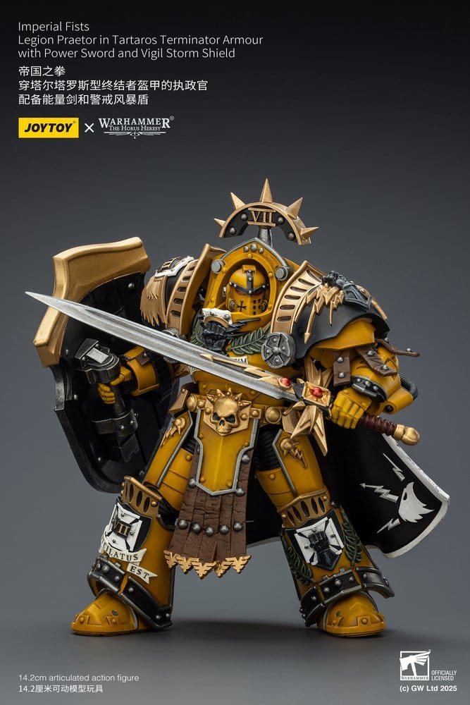 Warhammer Imperial Fists Actionfigur Legion Praetor in Tartaros Terminator Armourwith Power Sword and Vigil Storm Shield 14 cm - Preorder - ETA: 16.07.2026