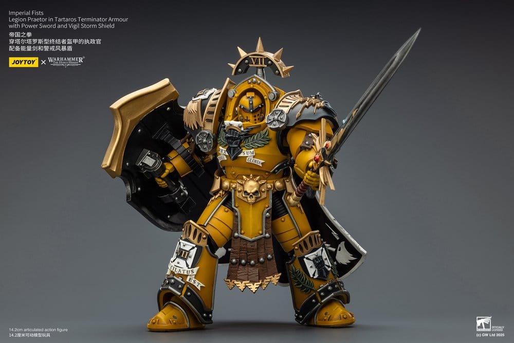 Warhammer Imperial Fists Actionfigur Legion Praetor in Tartaros Terminator Armourwith Power Sword and Vigil Storm Shield 14 cm - Preorder - ETA: 16.07.2026