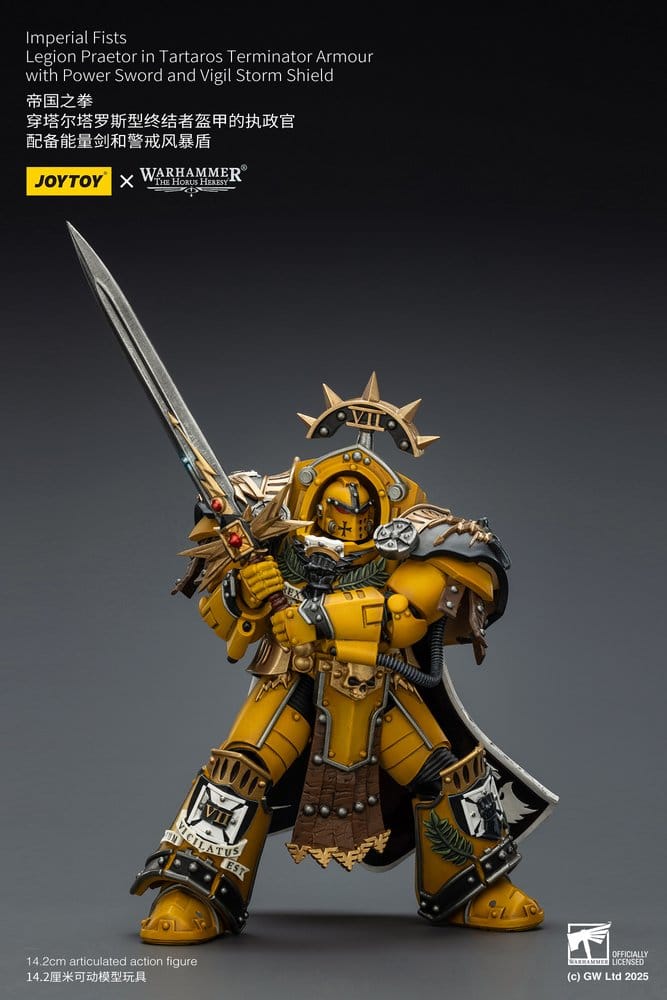 Warhammer Imperial Fists Actionfigur Legion Praetor in Tartaros Terminator Armourwith Power Sword and Vigil Storm Shield 14 cm - Preorder - ETA: 16.07.2026